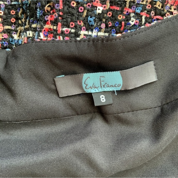 Eva Franco Plaid Tweed Frayed Edges Sequin Embellishment A-Line Skirt Size 8 - Picture 8 of 13